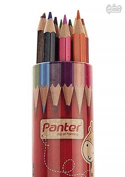 مداد رنگی 12 رنگ پنتر کوتاه لوله ای فلزی