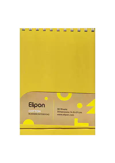 دفتر یادداشت 80 برگ رقعی سیمی جلد پارچه ای زرد الیپون 274